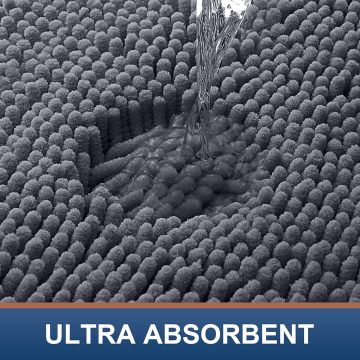 Homaxy rutschfeste Badematte Chenille Badezimmerteppich Mikrofaser Badteppich Saugfähige Hochflor Ba