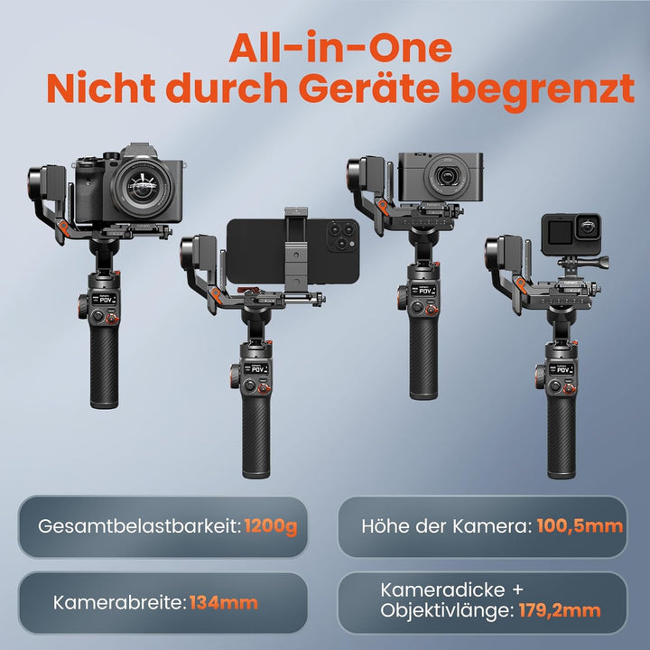 Hohem iSteady MT2, Gimbal Kamera, 3-Achsen Gimbal Stabilizer für Kamera Spiegellose Action Cam Smart