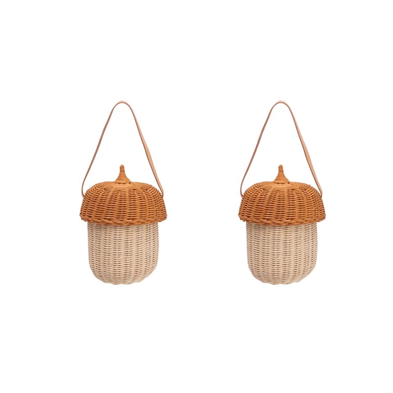 Eichelkorb für Kinder, Rattan-Aufbewahrungskorb, handgewebt, dekorativer eichelförmiger Korb, Tasche