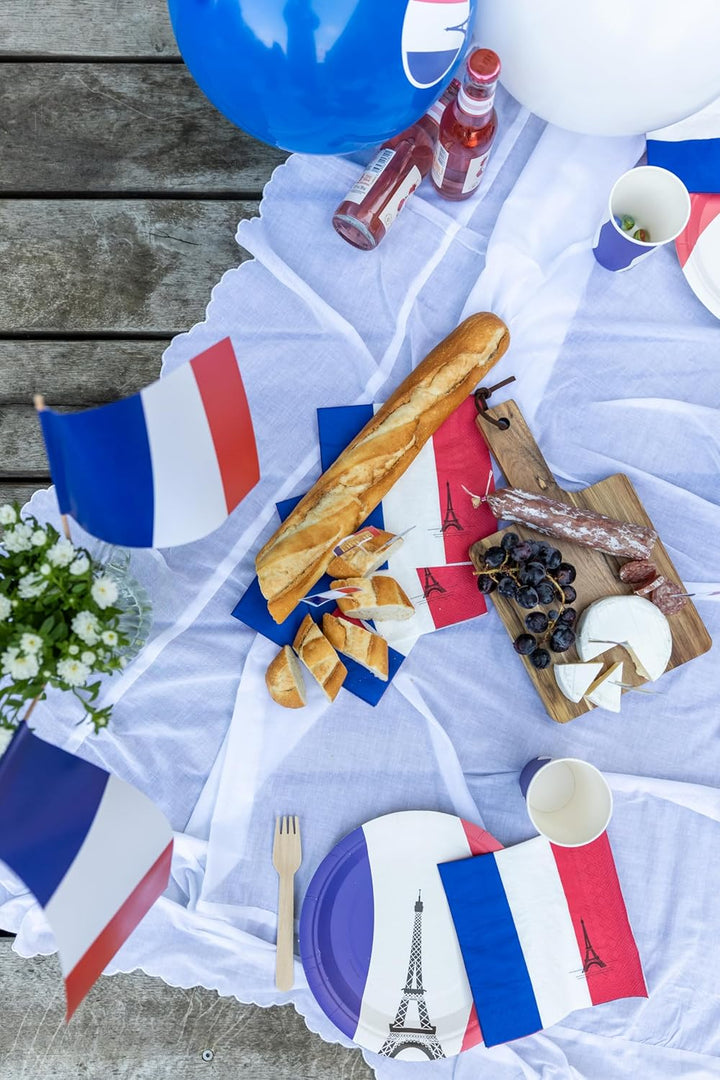 Deko-Set * FRANKREICH * für Länderparty, Mottoparty und Event | 72 Teile mit Servietten + Konfetti +
