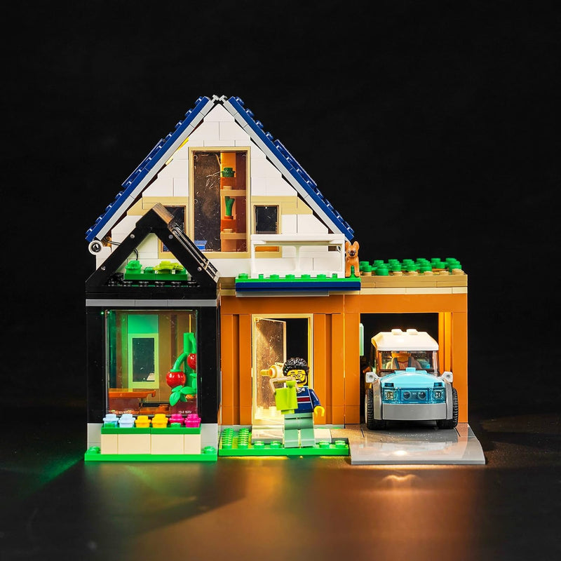 LocoLee Licht Kompatibel mit Lego City Familienhaus mit Elektroauto, Led Beleuchtungs Compatible wit