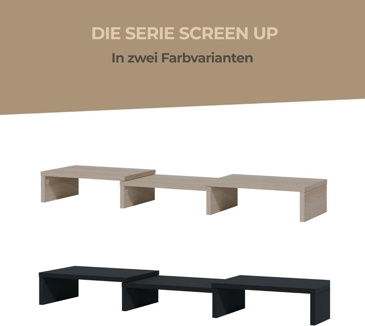 Probus Screen-UP Monitorständer – Ergonomischer Schreibtisch Organizer, Einstellbare Breite 70 bis 1