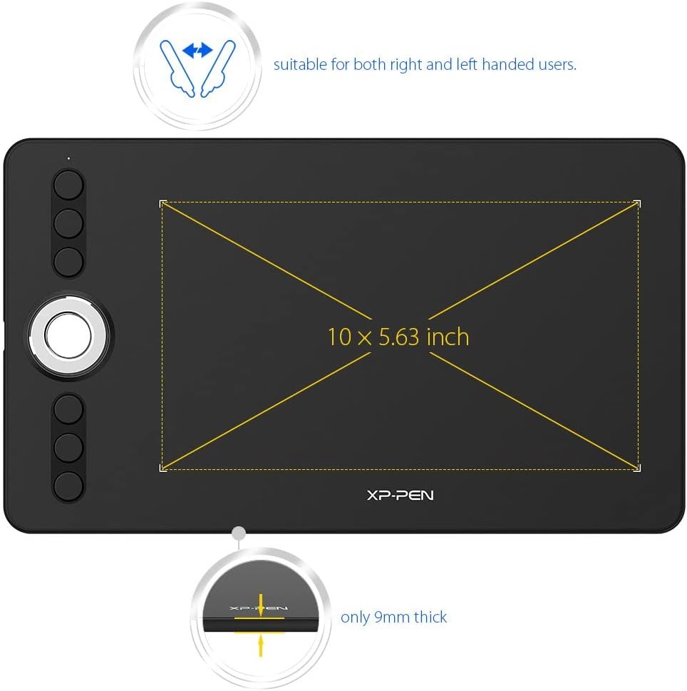 XP-PEN Deco 02 Grafiktablet 10" x5,63 Zeichentablett, 6 Schnellzugriffstasten und 1 Drehrad,Stift mi