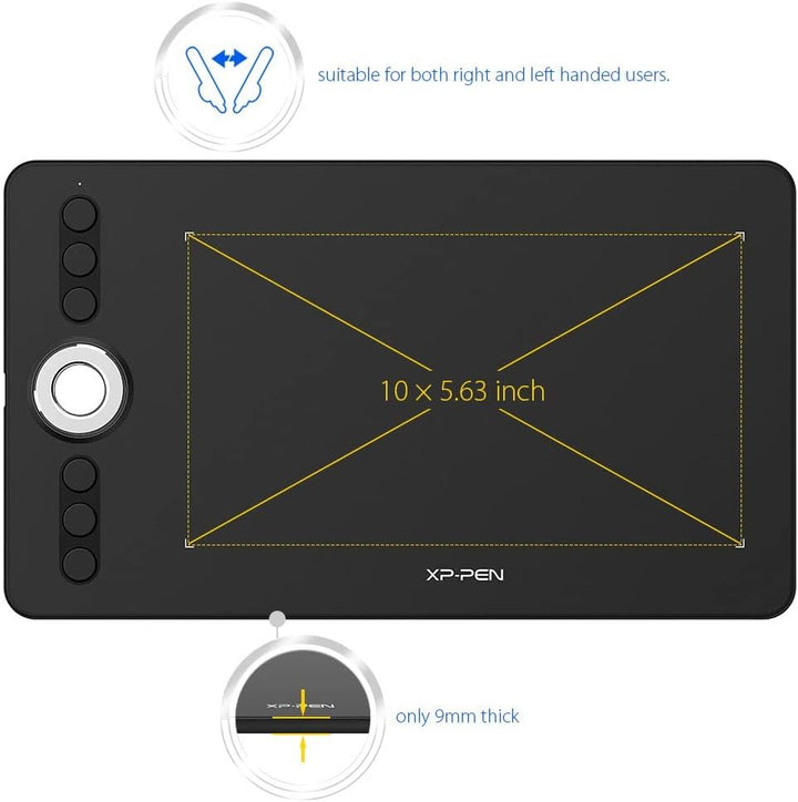 XP-PEN Deco 02 Grafiktablet 10" x5,63 Zeichentablett, 6 Schnellzugriffstasten und 1 Drehrad,Stift mi