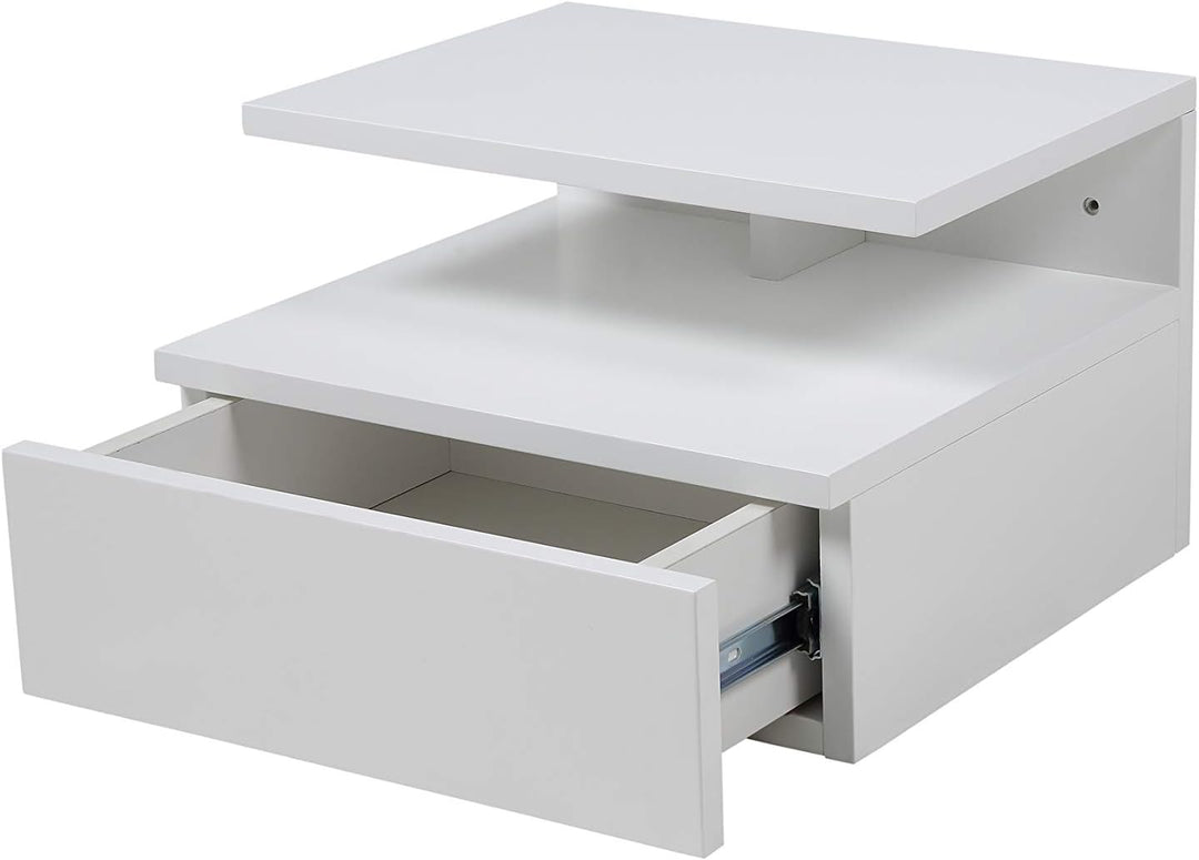 AC Design Furniture Fia Nachttisch mit 1 Schublade in Weiss, 1 Stück, Wandschrank im Minimalistische