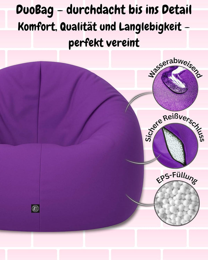 PATCH HOME Sitzsack 2 in 1 Sitzkissen Bodenkissen für Erwachsene &amp; Kinder - Gaming mit Füllung Kisse