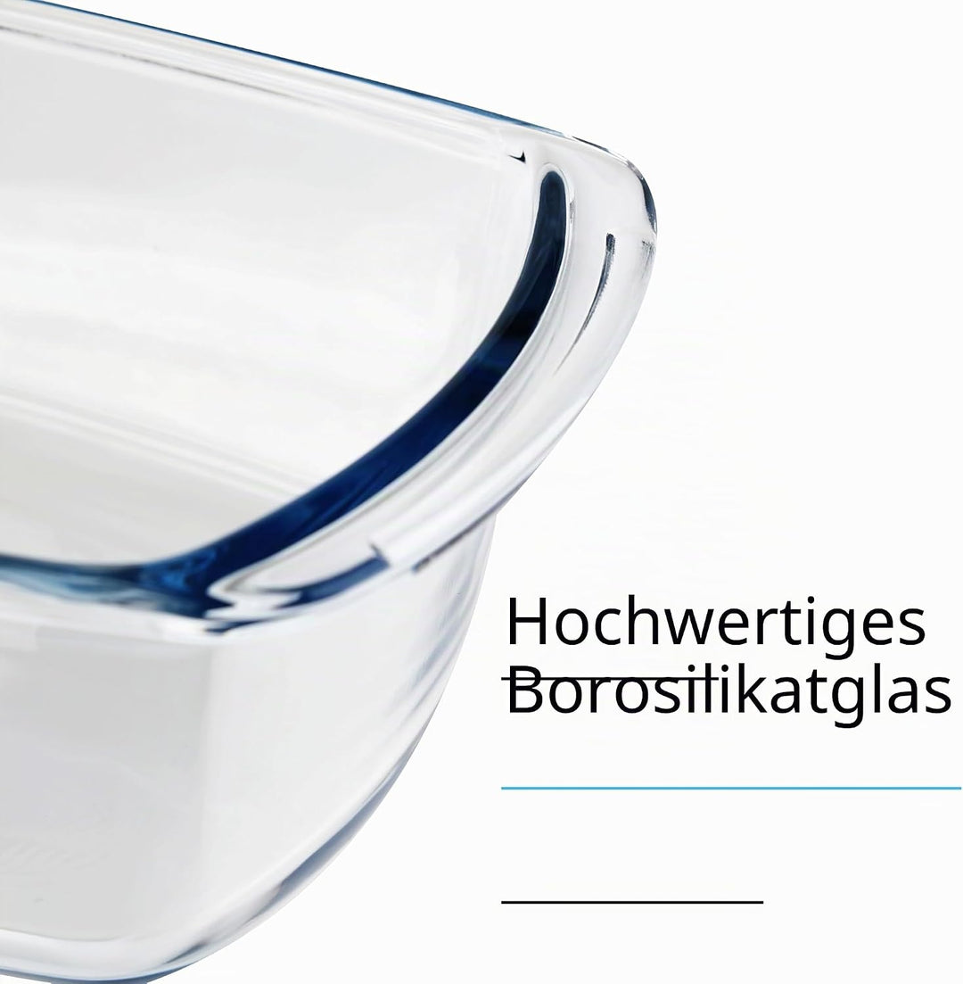 2er-Pack 1,8 l Glas Brotbackform mit Deckel – Brotform zum Backen von Brot, ofen-, spülmaschinen-, k