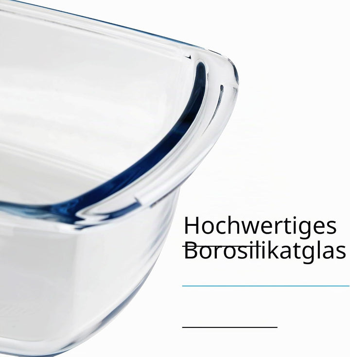 2er-Pack 1,8 l Glas Brotbackform mit Deckel – Brotform zum Backen von Brot, ofen-, spülmaschinen-, k