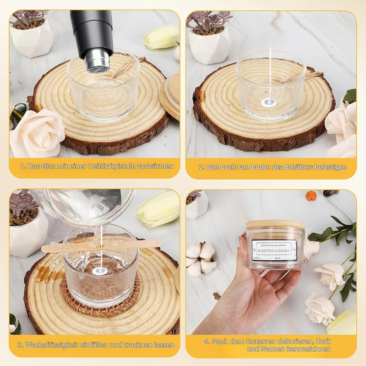 15 StüCk 140 ml KerzengläSer Zum Kerzen GiessEn KerzengläSer Mit Deckel und Klebrigen Etiketten Kerz