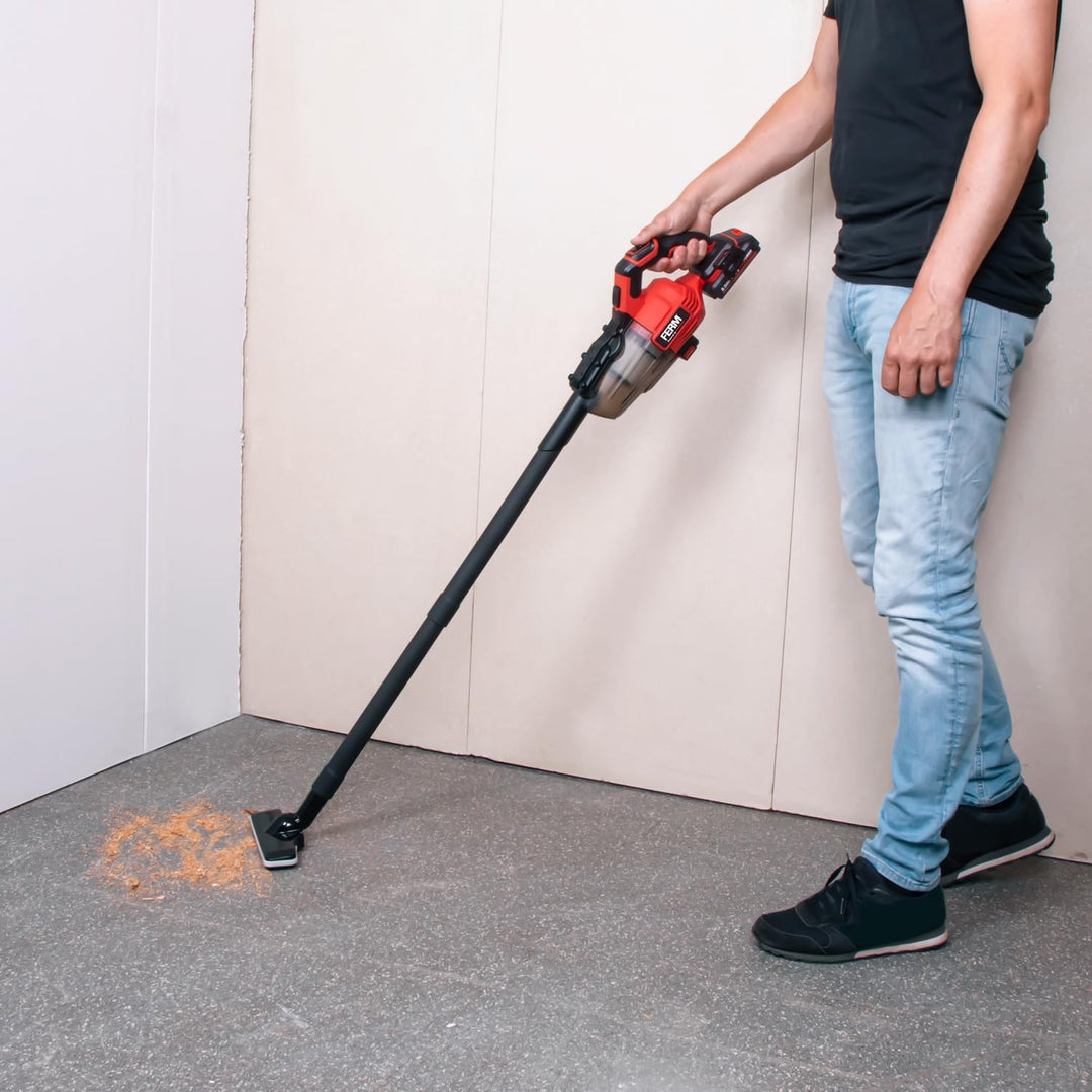 Ferm AX-Power Akku-Baustaubsauger – Kabelloser Staubsauger für Heimwerker – Starke Saugkraft – Kompa