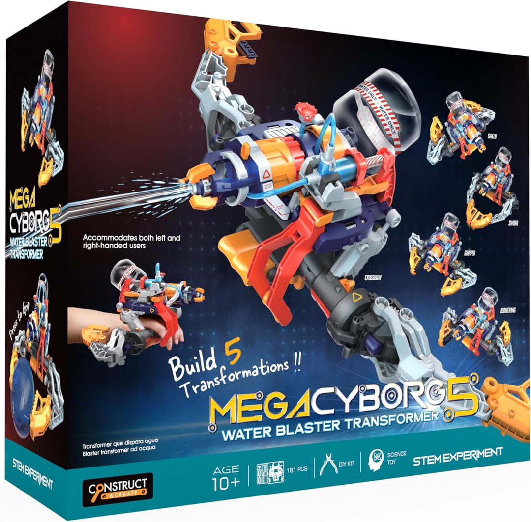 Construct &amp; Create Mega Cyborg 5-in-1 Wasserblaster STEM Bausatz Mint Technik-Projekt für Kinder Eig