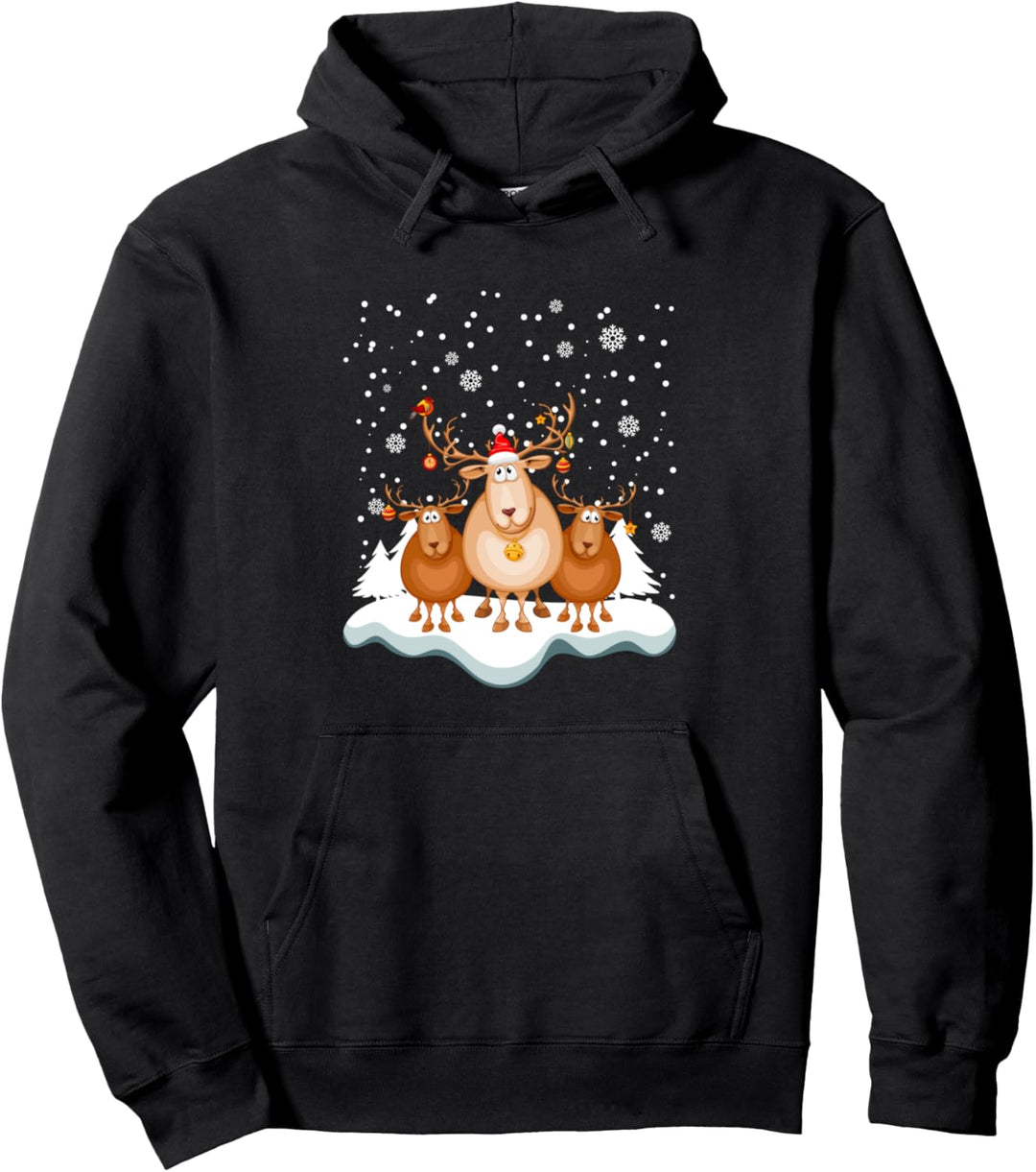 Elche Weihnachten Advent Schneeflocken Lustige Rentiere Pullover Hoodie