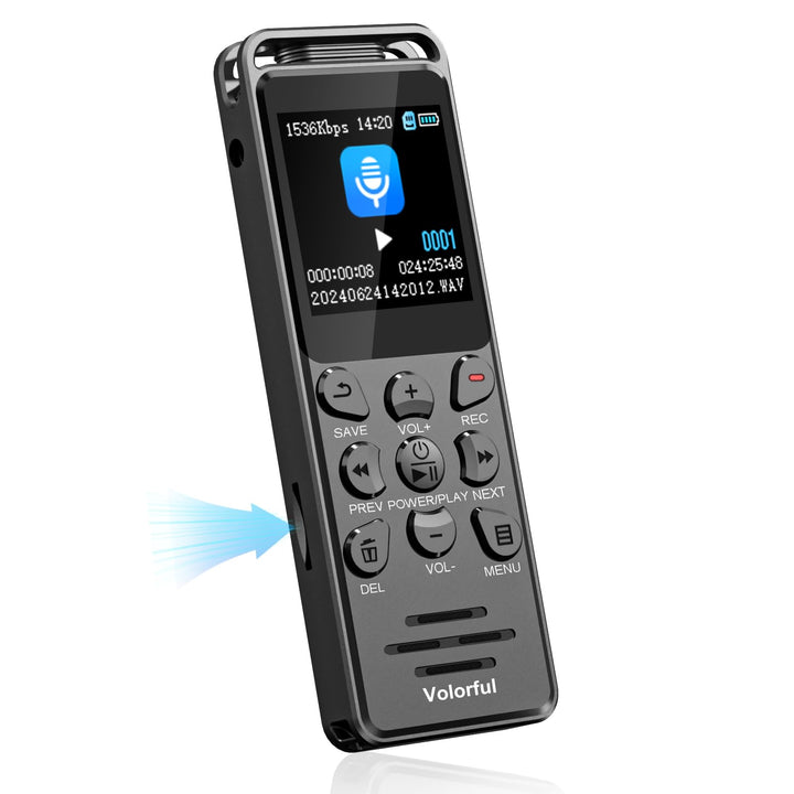 70 Std Diktiergerät Digital, Speicherkarte Einsteckbar | 16GB integrierter Speicher Aufnahmegerät, 1