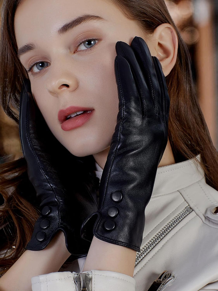 GSG SINCE 1998 Lederhandschuhe Damen Gefüttert aus Chromfreiem Echtleder – Wollfutter/Fleecefutter S