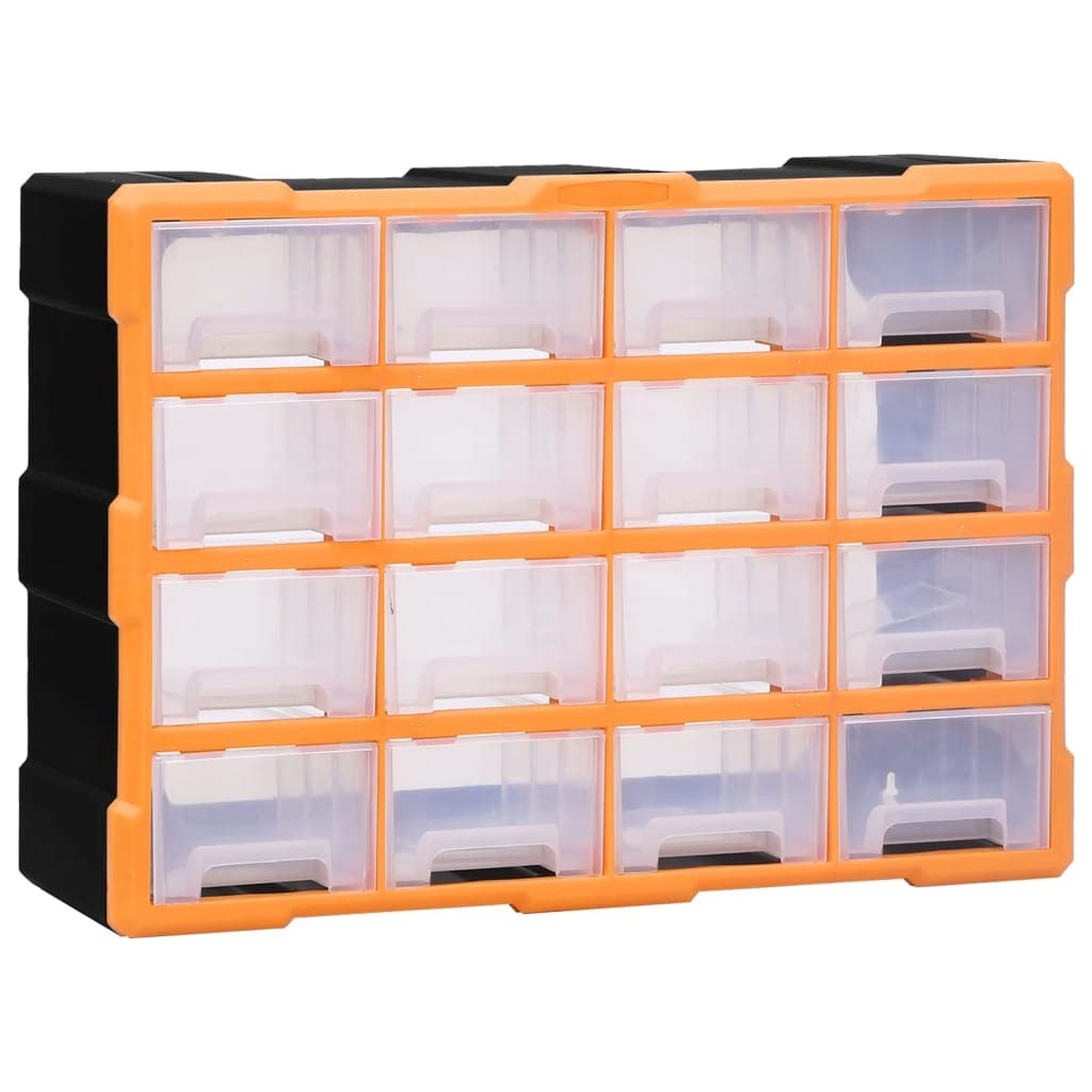 Multi-Schubladen-Organizer 16 Schubladen 52x16x37 cm Orange und Schwarz 16 Schubladen, Orange und Sc