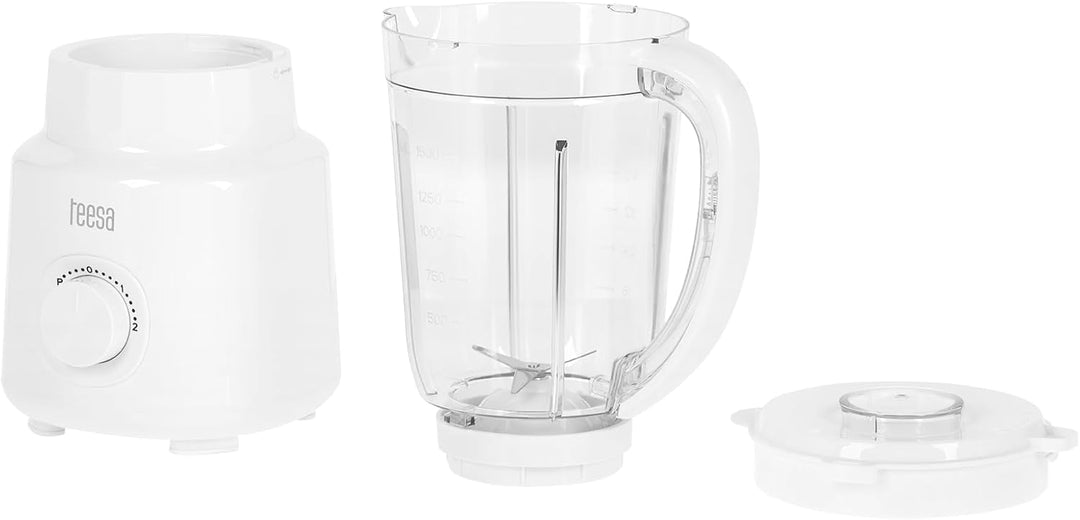 Kraftvoller Teesa TSA3542W Standmixer 500W 1,5L BPA-frei, Schwarz, einfache Reinigung, Weiss 37.5 cm