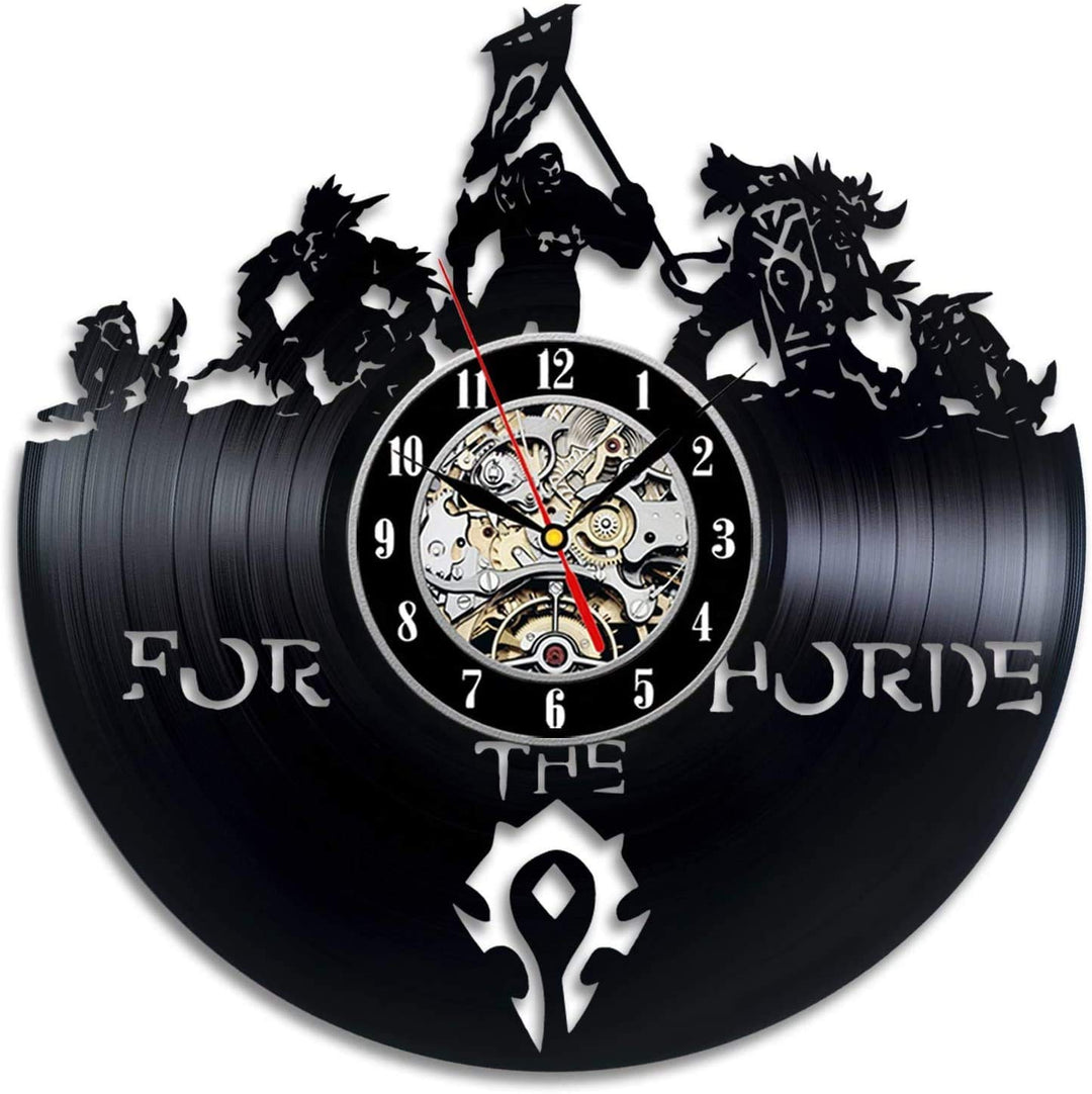 Smotly Vinyl Wanduhr, grosse Uhr mit World of Warcraft Thema Wanddekoration, Hauptdekoration Geschen
