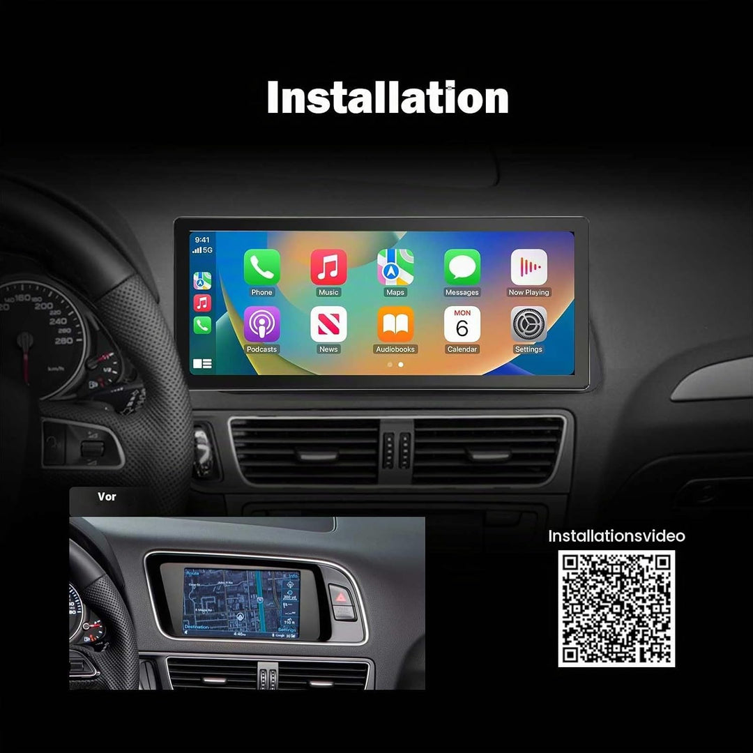 Erisin 10,25 Zoll Android 14 Autoradio 1Din GPS Navi für Audi Q5 2009-2016 Unterstützt Kabelloses Ca