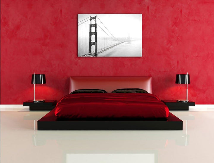 Pixxprint Golden Gate Bridge / 100x70cm Leinwandbild bespannt auf Holzrahmen/Wandbild Kunstdruck Dek