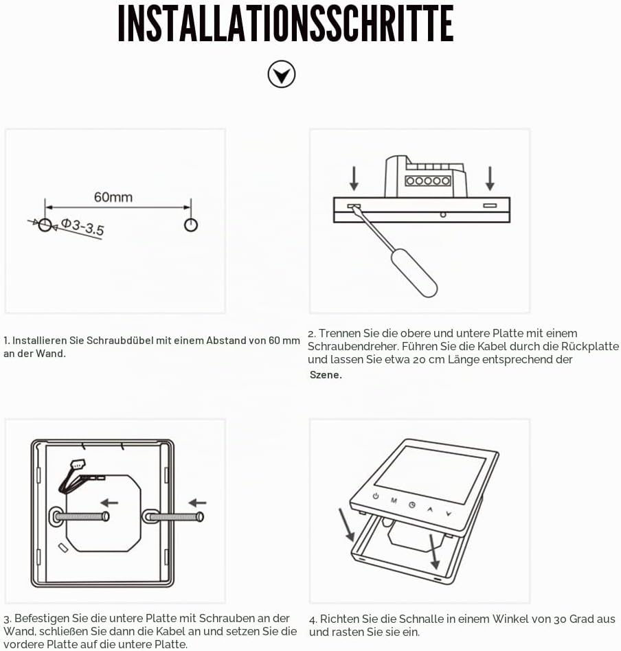 Thermostat Fussbodenheizung, Thermostat Heizung Smart Digital Raumthermostat Wandthermostat Programm
