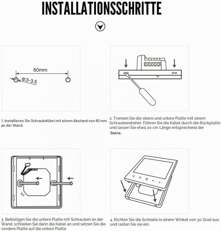 Thermostat Fussbodenheizung, Thermostat Heizung Smart Digital Raumthermostat Wandthermostat Programm