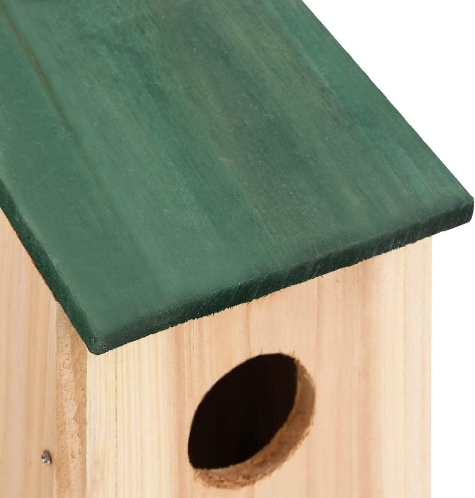 8 STK. Vogelhaus aus Holz für den Garten 12x12x22 cm, Nistkasten für Wildvögel mit grünem Dach und A