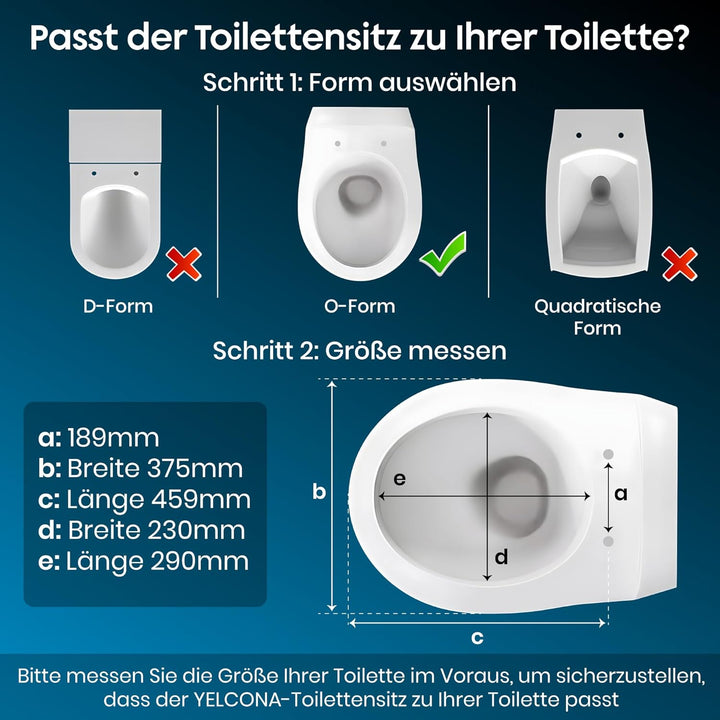Yelcona WC-Sitz Duroplast,max. Belastung der Klobrille 150 kg Toilettensitz mit Absenkautomatik und