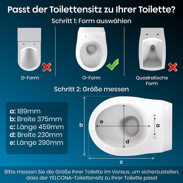 WC-Sitz mit Absenkautomatik, antibakteriell, UV-beständig, mit Quick-Release &amp; Montageschablone – le