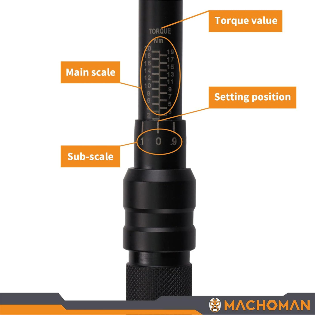 MACHOMAN ZTQW0104 1/4 Zoll 210 mm Drehmomentschlüssel 2 ~ 20 Nm Schwarz, Schwarz