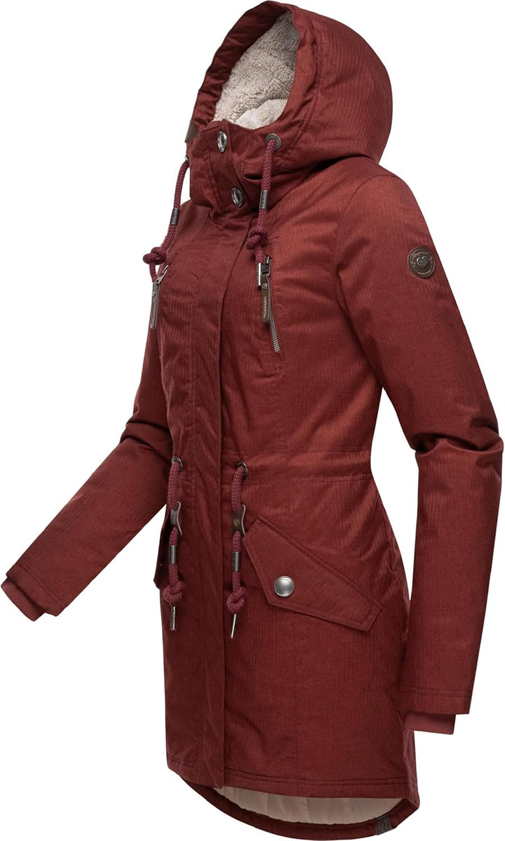 Ragwear Damen Wintermantel warm gefütterter Parka lang wasserdicht mit Kapuze Elsie Melange XS-6XL S