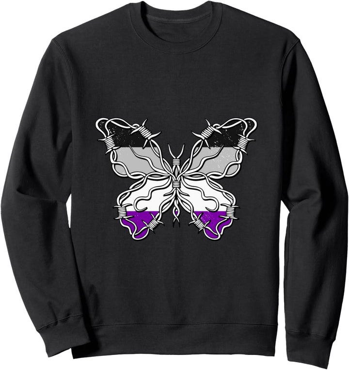 Asexual Butterfly Barbwire Asexual Pride Asexuelle Flagge Sweatshirt