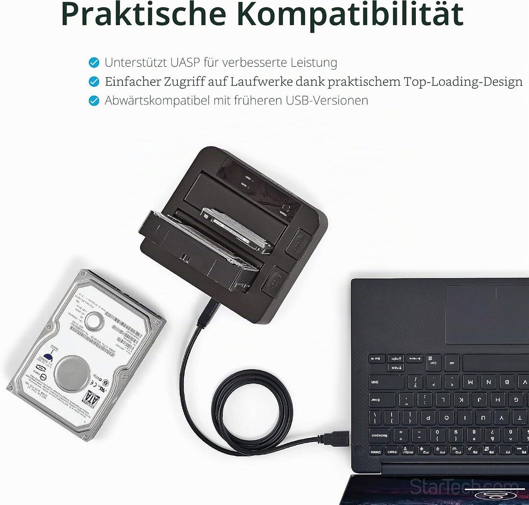 StarTech.com USB 3.1 (10 Gbit/s) Dual-bay Festplatten Dockingstation für 2,5" (6,4cm) / 3,5" (8,9 cm
