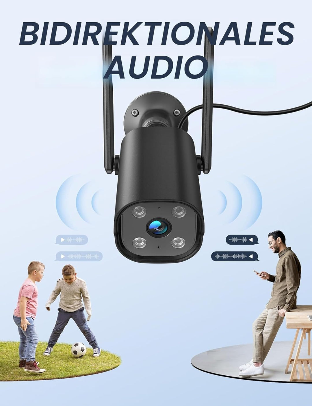 GNCC Überwachungskamera Aussen 2K, Kamera Überwachung Aussen, WLAN Kamera Outdoor, Bluetooth-Verbind