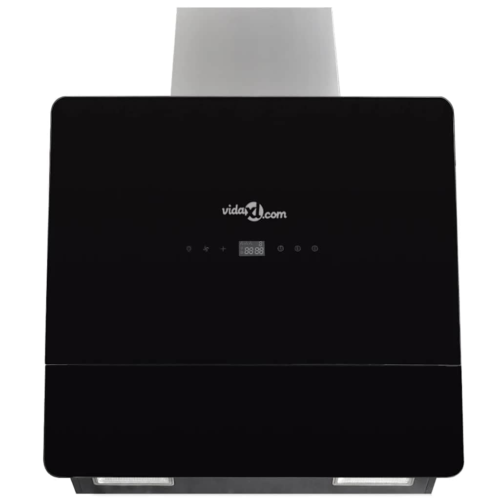 vidaXL Dunstabzugshaube Schwarz Hartglas mit Display 600 mm