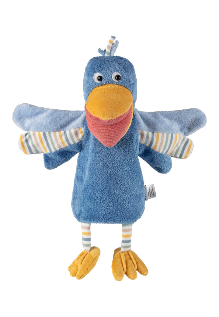 Handpuppe Vogel, weiches Spielzeug für Kasperle Theater, zum Geschichten erzählen und erstes Rollens