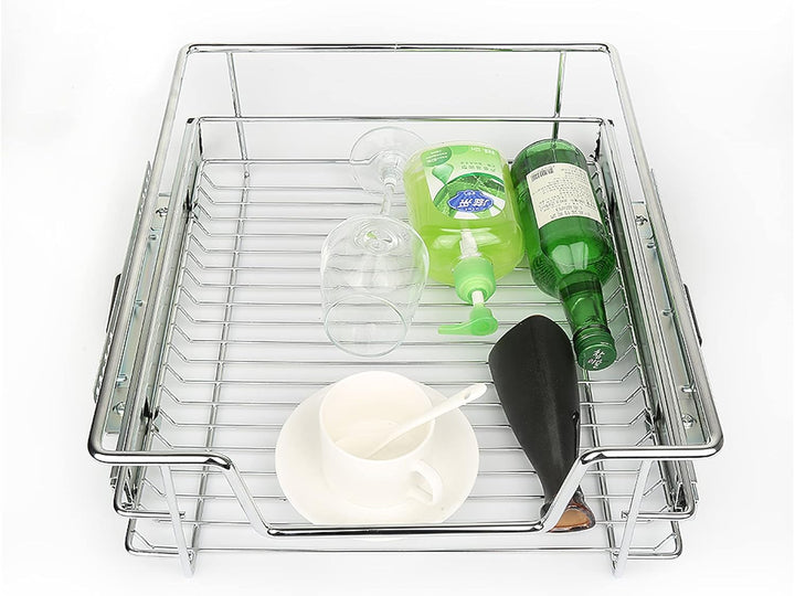 MINGYI 2 Stück DIY Schublade für Küche, Schiebekorb mit kompletten Schienen, Aufbewahrungskorb unter