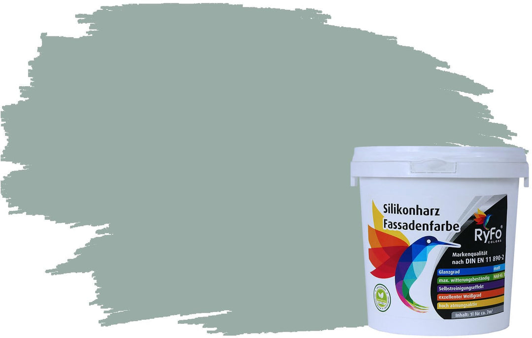 RyFo Colors Silikonharz Fassadenfarbe Lotuseffekt Trend Moos 1l - bunte Fassadenfarbe, weitere Grün