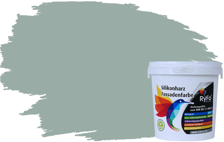 RyFo Colors Silikonharz Fassadenfarbe Lotuseffekt Trend Moos 1l - bunte Fassadenfarbe, weitere Grün