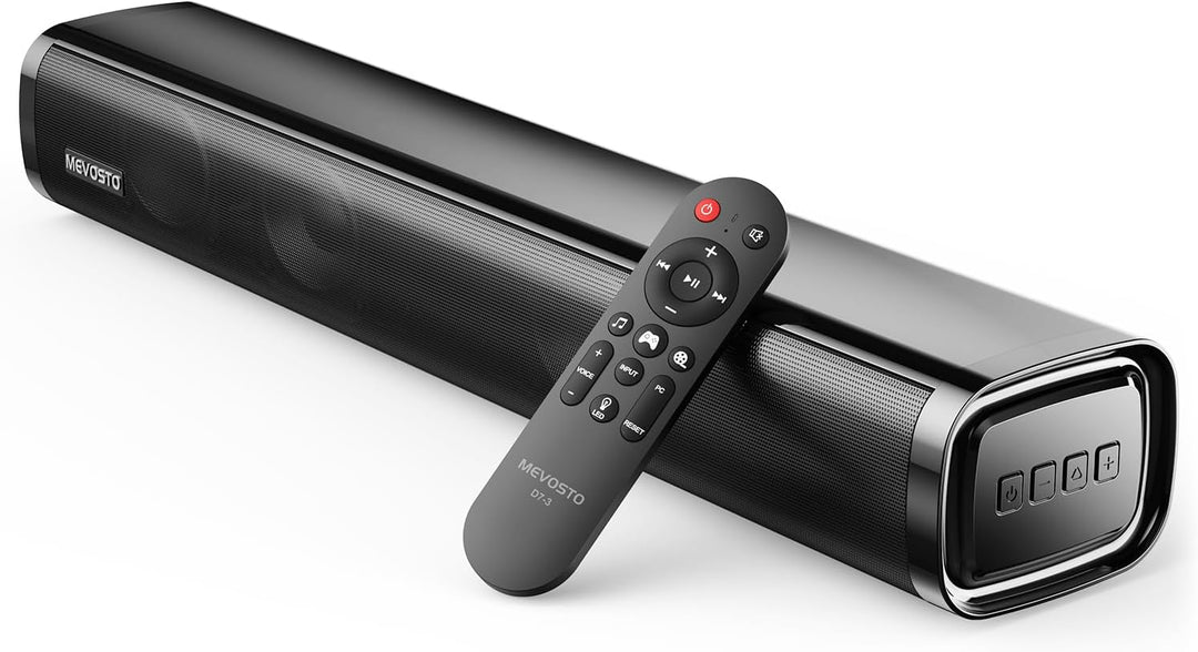 MEVOSTO Soundbar für TV Geräte PC Gaming Soundbar Mini 60W 2.1CH Integrierte Subwoofer Lautsprecher