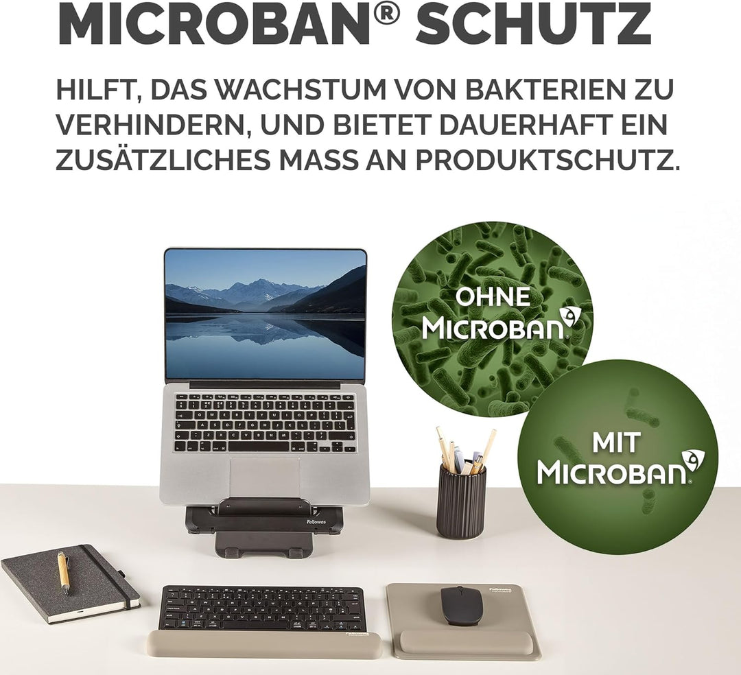 Fellowes Breyta Mauspad mit Handgelenkauflage – Sand, mit HEX Cushion Technology Silikonpolster, rut
