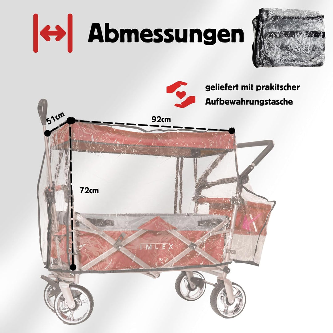 IMLEX Bollerwagen Universal Zubehör Ideal für IM-4268 Bollerwagen (Regenschutz), Regenschutz