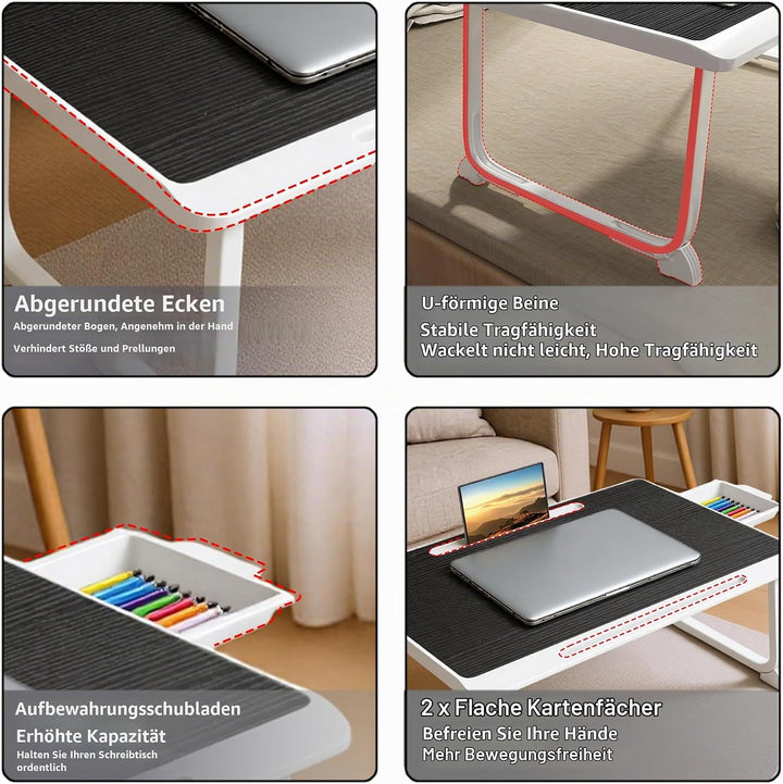 Laptop Bett Schreibtisch, Laptoptisch für Frühstück im Bett, Arbeit, Homeoffice, Laptopständer für S