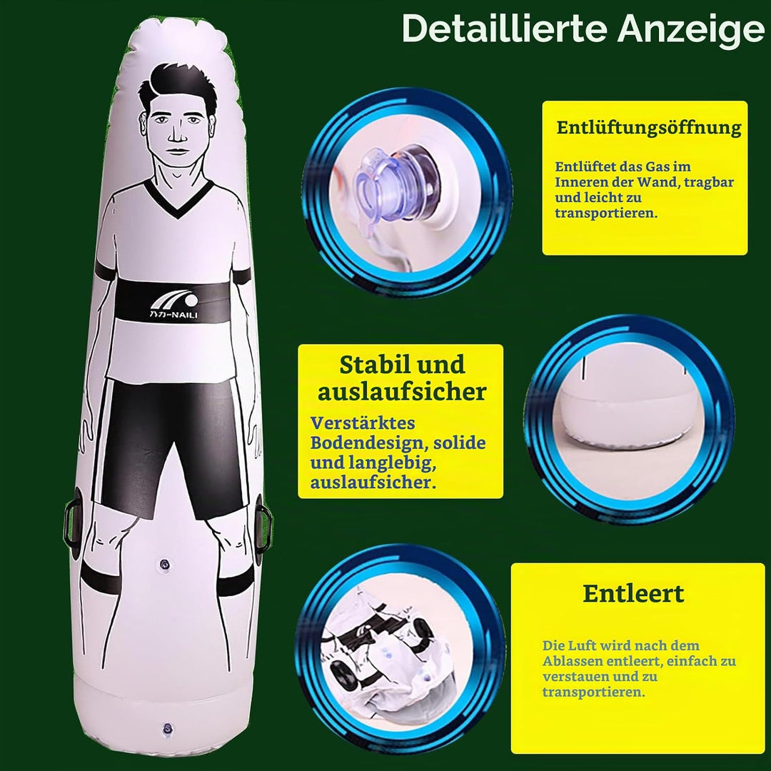 1,75 m Aufblasbare Spielpuppe für Fussballtraining, aufblasbarer Fussball, Boxsack für Fussballtrain
