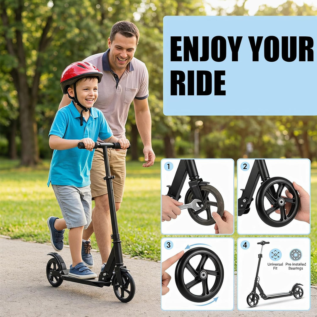 2 Stück 200mm Scooter Rollen, Scooter-Räder mit ABEC-9 Lagern, Anti-Rutsch Cityroller Reifen Ersatzr