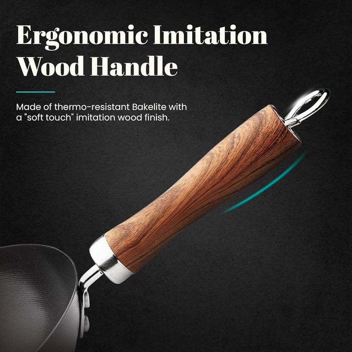 WECOOK! Carbono Wok Induktion 24 cm, Antihaftbeschichtung Titanium QUANTANIUM 3-Schicht Ökologisch P