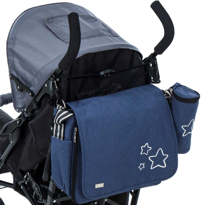 Wickeltasche (+ Wickelunterlage und isolierter Getränketasche) Baby Tasche für Kinderwagen Buggy (Ma
