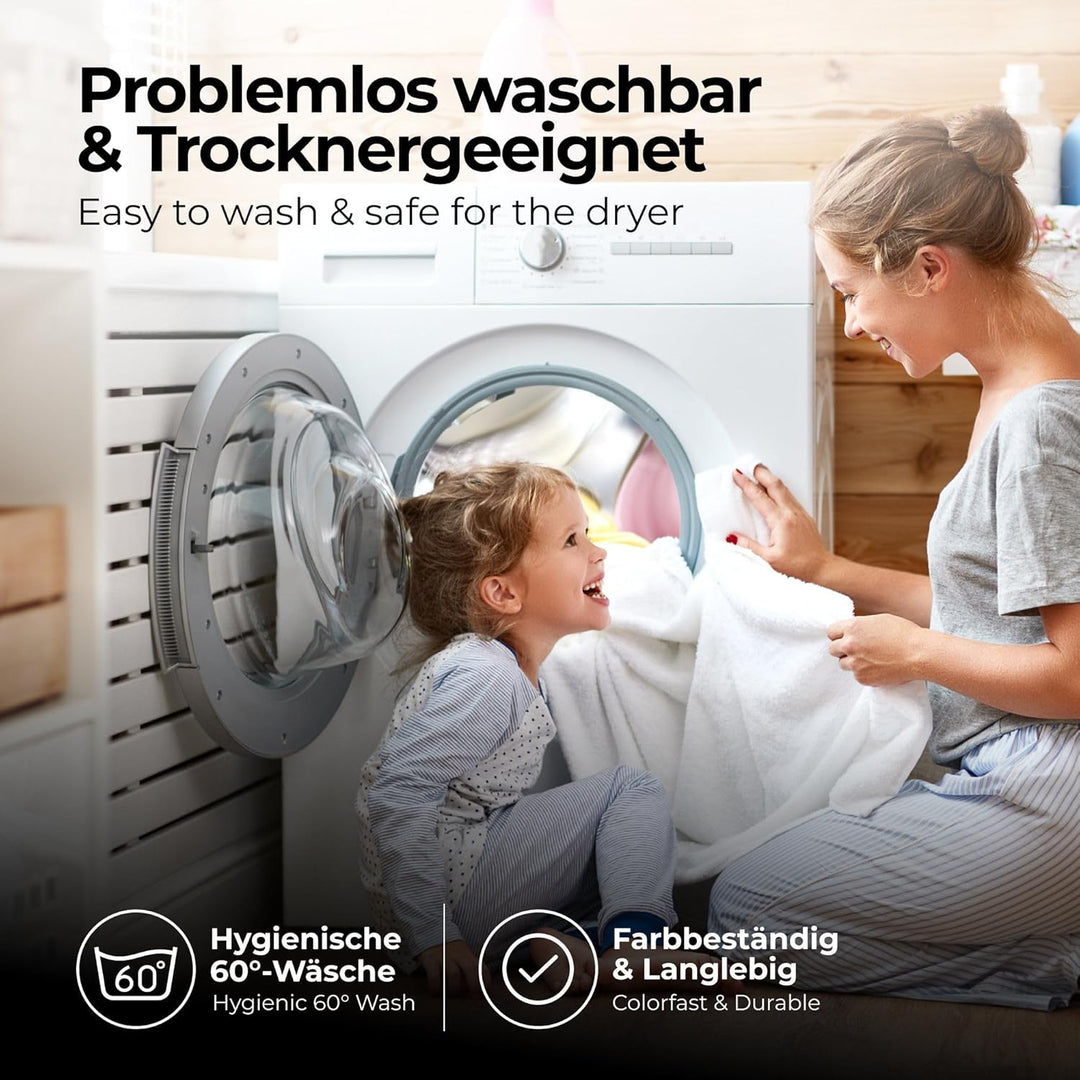 ETÉREA Bettwäsche Set 4-teilig Federn Weiss - 100% Baumwolle - 2X Bettbezug 135x200cm + 2X Kissenbez