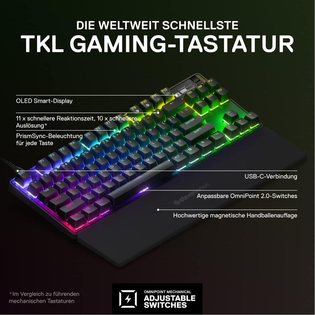 SteelSeries Apex Pro TKL (2023) - Mechanische Gaming-Tastatur – Die weltweit schnellste Tastatur – A