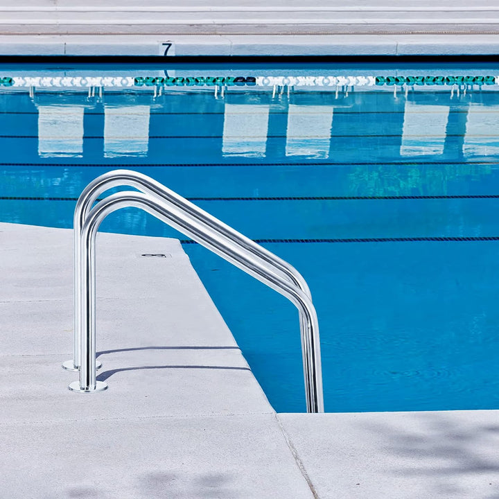 GIANTEX Poolleiter Edelstahl 3 Stufen, Schwimmbadleiter rutschfest, Tiefbeckenleiter 150 kg belastba