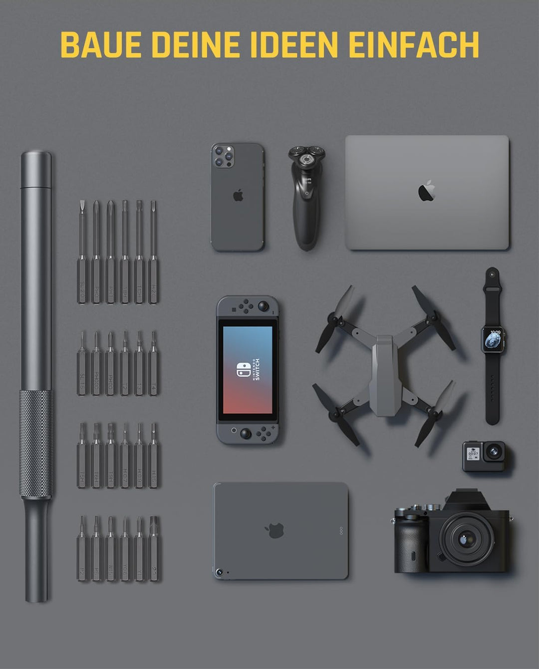 Fanttik X5 Max HANDBUCH Feinmechaniker Schraubendreher Set,50-in-1 magnetische Bits, kleiner Schraub